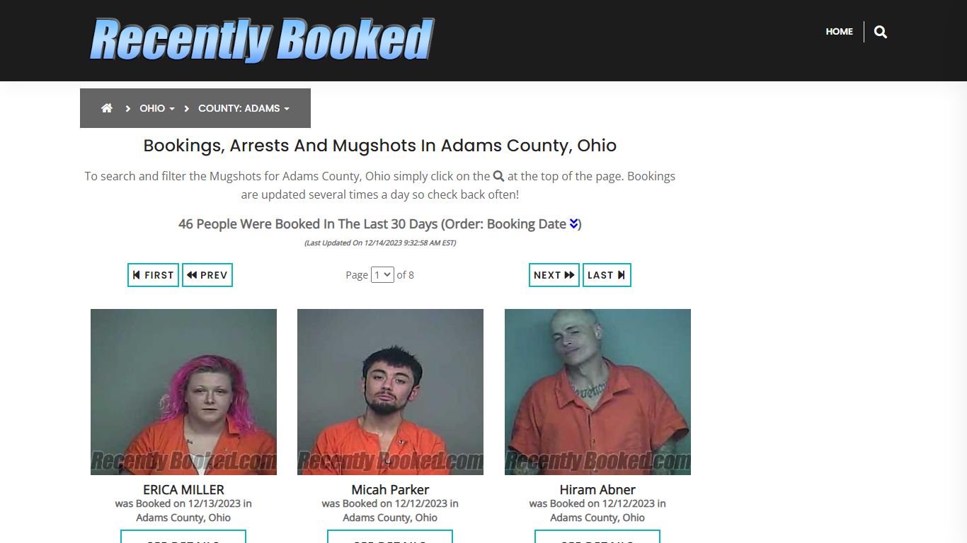 Recent bookings, Arrests, Mugshots in Adams County, Ohio - Recently Booked